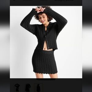 Future Collective Braided Two Piece Black  Sweater Set New